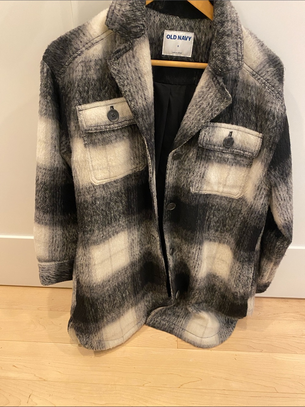 Old Navy Black and White Plaid Utility Shacket